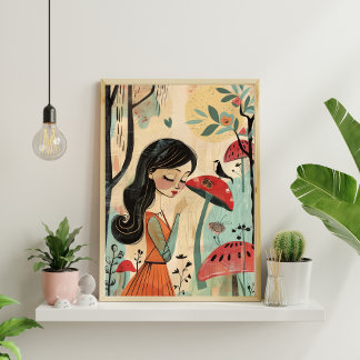 Geometrisk Abstrakt för nordiska Blommigtar Poster