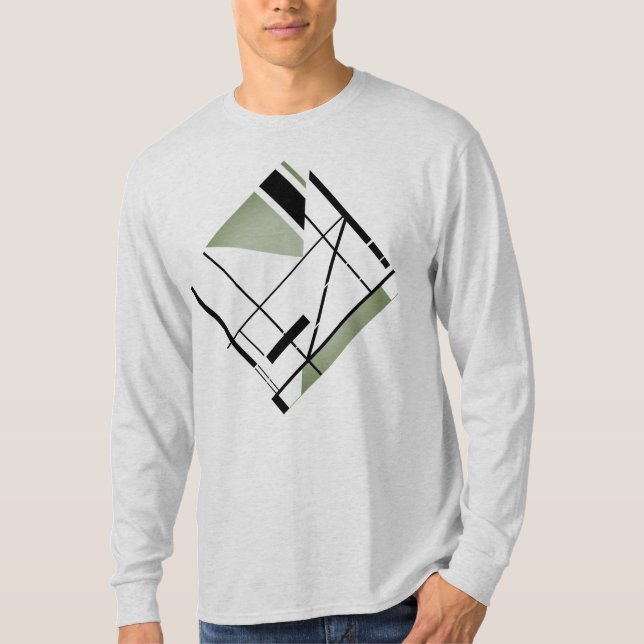 Geometrisk Abstrakt för Olive Black Diagonal MCM-u T Shirt (Framsida)