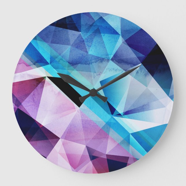 Geometrisk Abstrakt för vattenfärg - bakgrund Stor Klocka (Framsida)