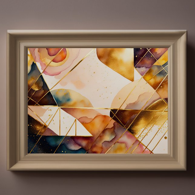 Geometrisk Abstrakt för vattenfärg Guld 4:3 Poster (Skapare uppladdad)