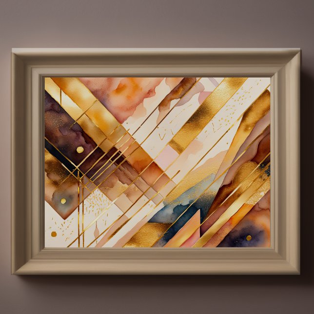 Geometrisk Abstrakt för vattenfärg Guld 4:3 Poster (Skapare uppladdad)
