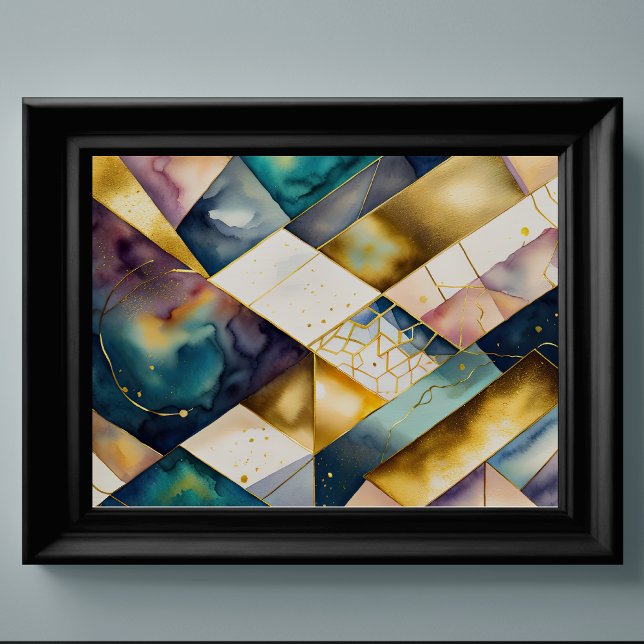 Geometrisk Abstrakt för vattenfärg Guld 4:3 Poster (Skapare uppladdad)