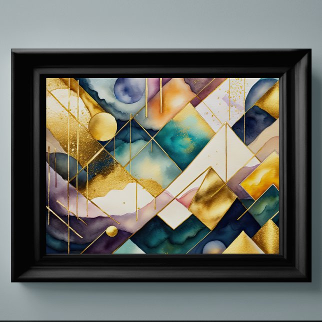Geometrisk Abstrakt för vattenfärg Guld 4:3 Poster (Skapare uppladdad)