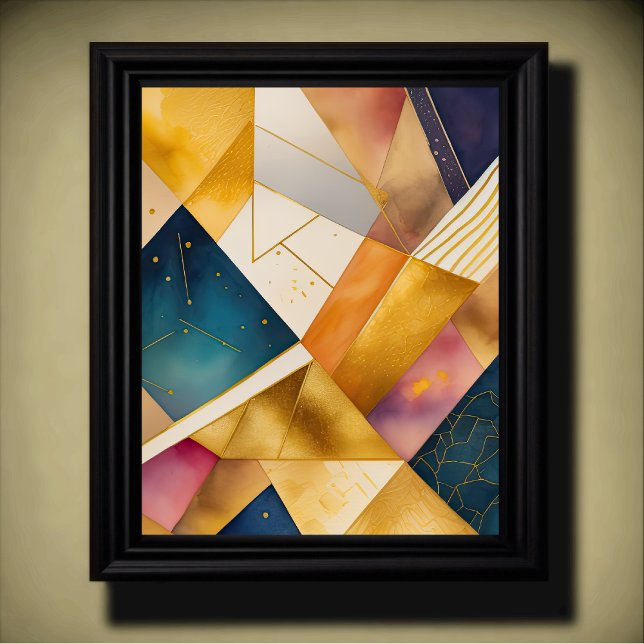 Geometrisk Abstrakt för vattenfärg Guld 4:5 Poster (Skapare uppladdad)