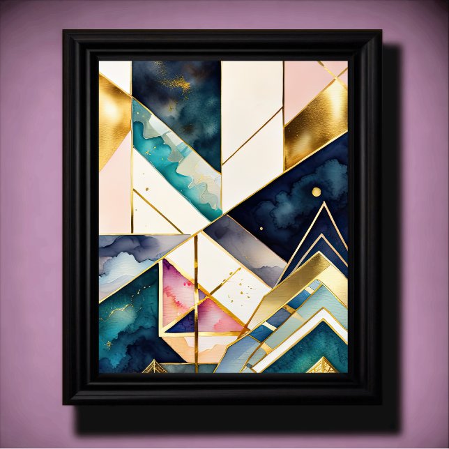 Geometrisk Abstrakt för vattenfärg Guld 4:5 Poster (Skapare uppladdad)