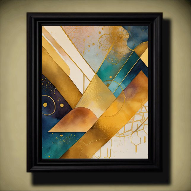 Geometrisk Abstrakt för vattenfärg Guld 4:5 Poster (Skapare uppladdad)