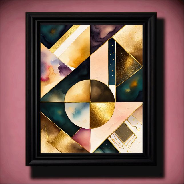 Geometrisk Abstrakt för vattenfärg Guld 4:5 Poster (Skapare uppladdad)