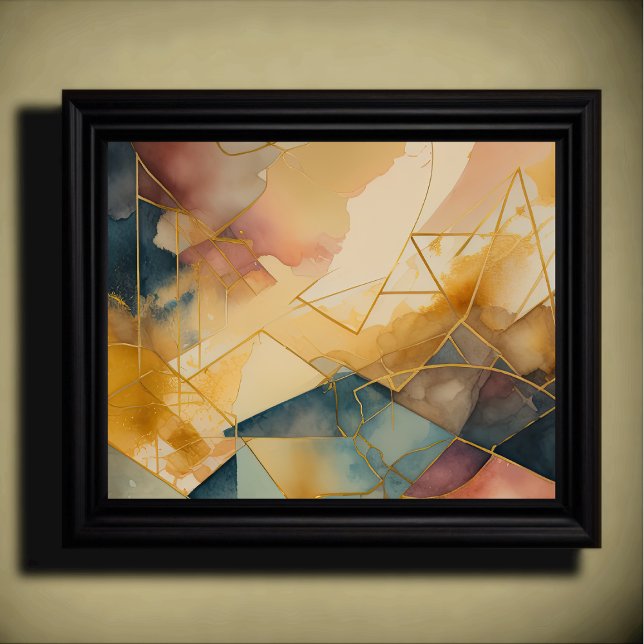 Geometrisk Abstrakt för vattenfärg Guld 5:4 Poster (Skapare uppladdad)