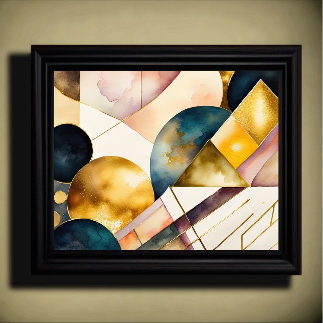 Geometrisk Abstrakt för vattenfärg Guld 5:4 Poster (Skapare uppladdad)