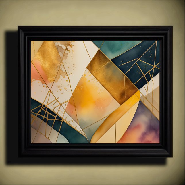 Geometrisk Abstrakt för vattenfärg Guld 5:4 Poster (Skapare uppladdad)