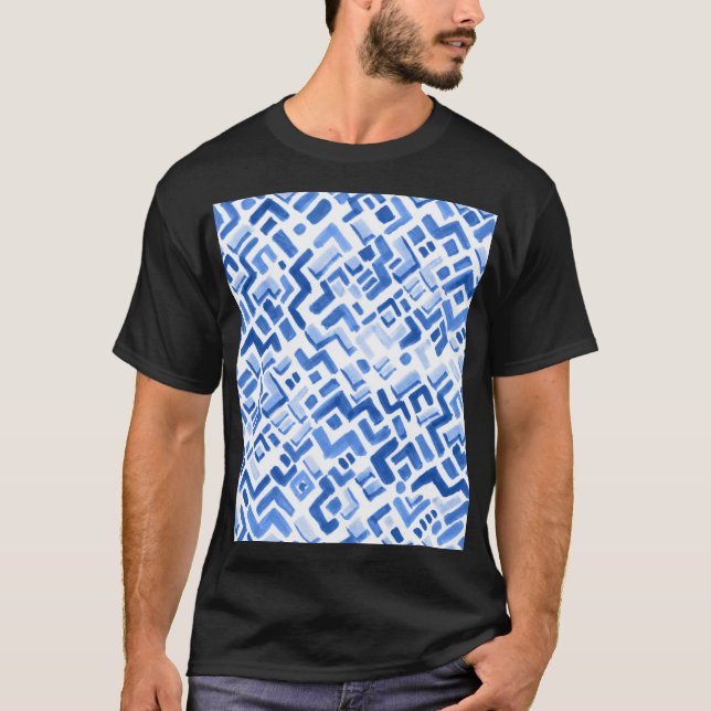 Geometrisk Abstrakt för vattenfärg Sömlös Mönster T Shirt (Framsida)