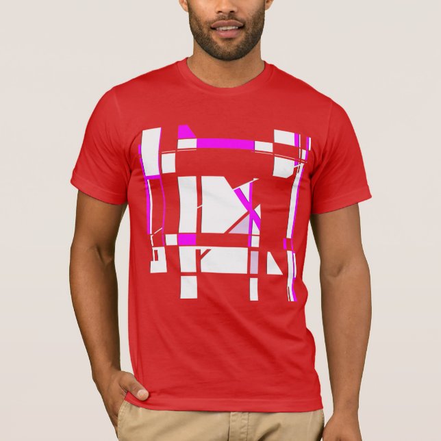 Geometrisk Abstrakt för vit spelbord i magenta T Shirt (Framsida)