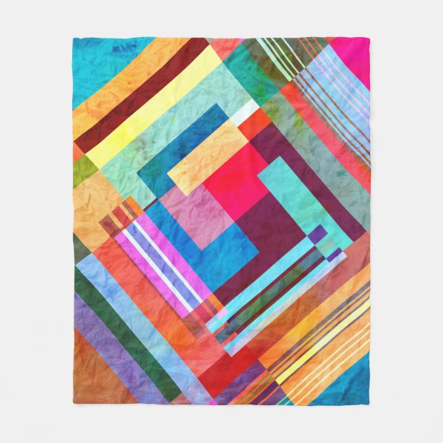 Geometrisk abstrakt, grafisk bakgrund i färg. fleecefilt (Framsidan)