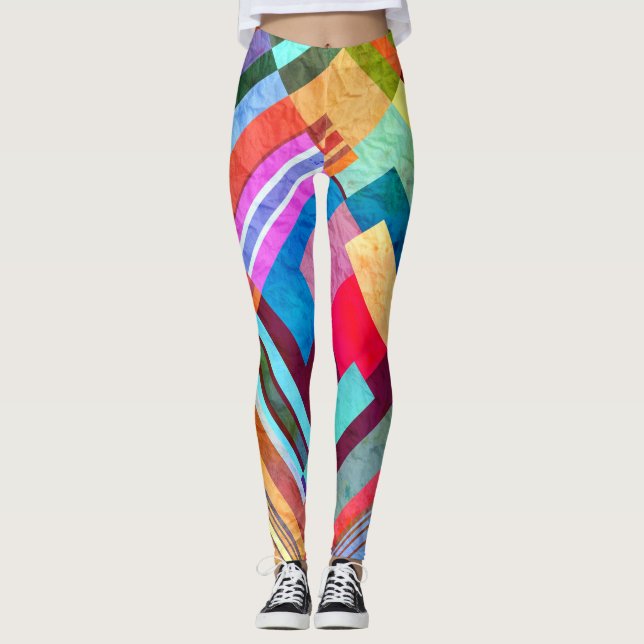 Geometrisk abstrakt, grafisk bakgrund i färg. leggings (Framsida)
