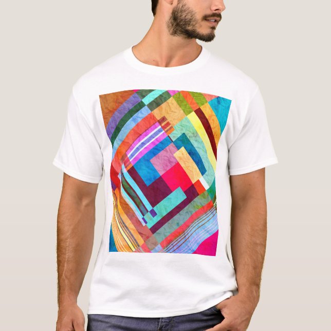 Geometrisk abstrakt, grafisk bakgrund i färg. t shirt (Framsida)