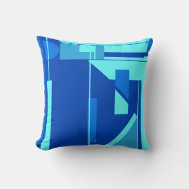 Geometrisk Abstrakt i Blue Navy Aqua Nautical Sear Kudde