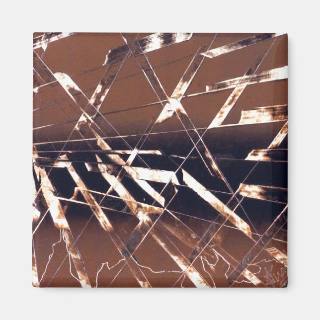 Geometrisk Abstrakt i Brown och Black Magnet (Framsidan)