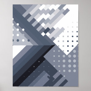 Geometrisk abstrakt i Grått Tones Poster