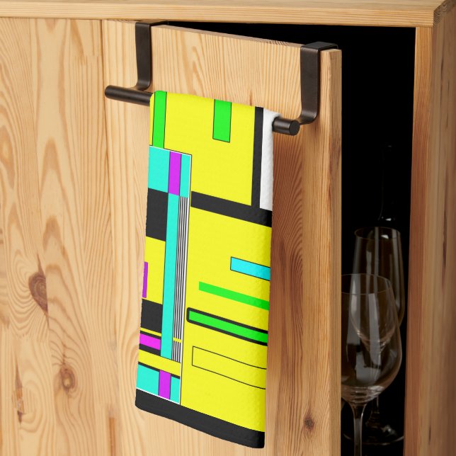 Geometrisk abstrakt i mönster-kuggpelare kökshandduk (Thirds Fold)