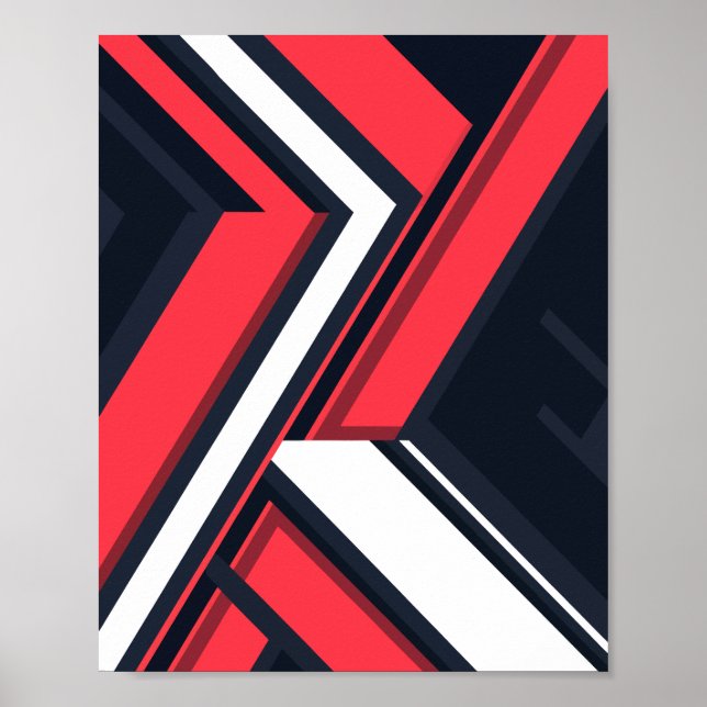 Geometrisk Abstrakt i rött, vitt och svart Poster (Framsidan)