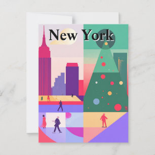 Geometrisk Abstrakt jul New York City Travel Vykort