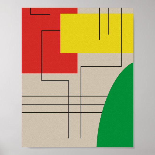 Geometrisk Abstrakt Komposition med Djärva Färger Poster (Framsidan)