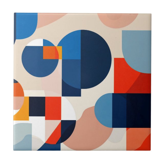 Geometrisk Abstrakt konst. Kakelplatta (Framsidan)