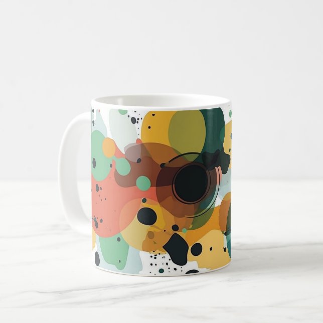 Geometrisk abstrakt konst. retro vintage kaffemugg (Framsida vänster)
