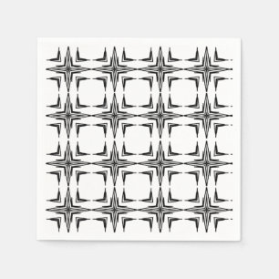 Geometrisk abstrakt konst vit svart pappersservett