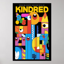Geometrisk Abstrakt Konsttryck Kindred Utställning Poster