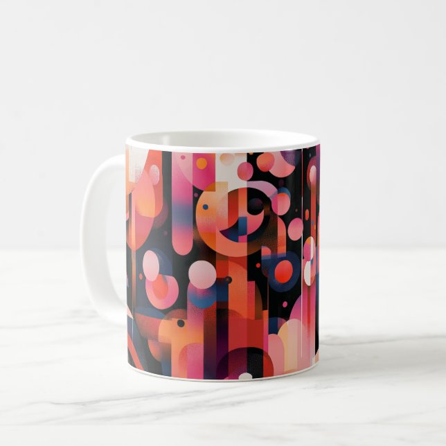 Geometrisk abstrakt konstverk. retro vintage kaffemugg (Framsida vänster)