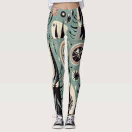Geometrisk Abstrakt Kosmisk Träddesign Leggings
