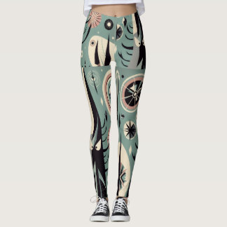 Geometrisk Abstrakt Kosmisk Träddesign Leggings