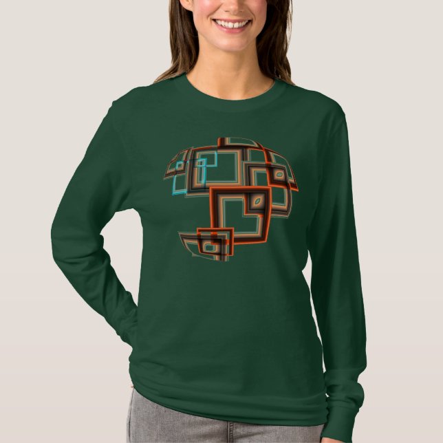 Geometrisk abstrakt - kvadrerar t-shirt (Framsida)