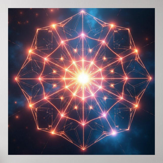Geometrisk Abstrakt: Lysande Kärna Konstverk Poster (Framsidan)