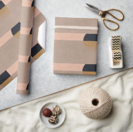 Geometrisk Abstrakt Måne Linear Modern Beige Presentpapper