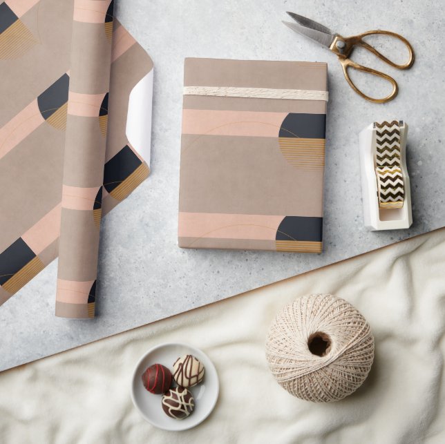 Geometrisk Abstrakt Måne Linear Modern Beige Presentpapper (Hantverk)