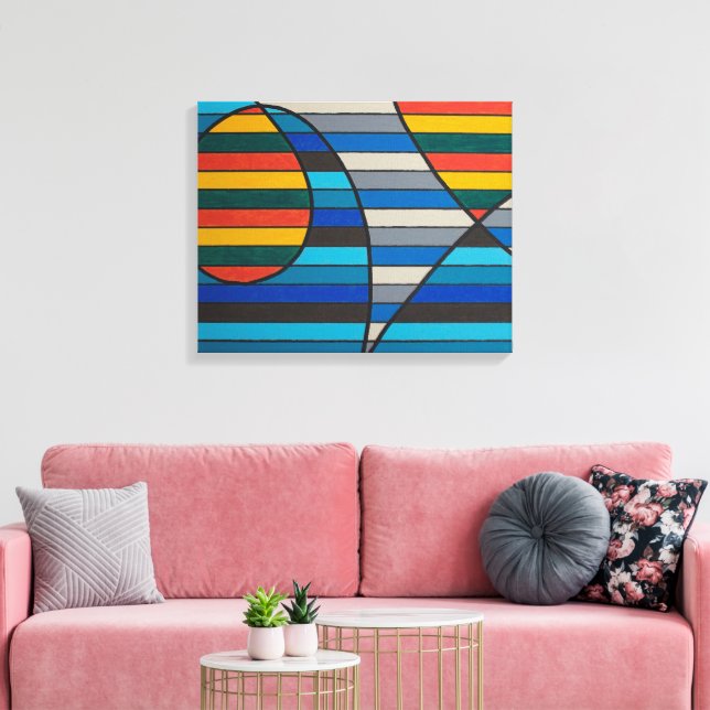Geometrisk Abstrakt med Kraftiga Ränder och Former Canvastryck (Insitu (Vardagsrum))