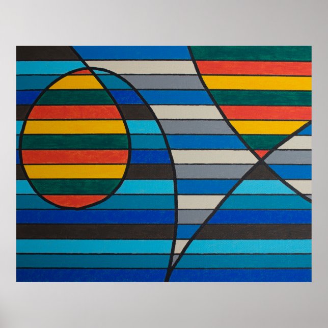 Geometrisk Abstrakt med Kraftiga Ränder och Former Poster (Framsidan)