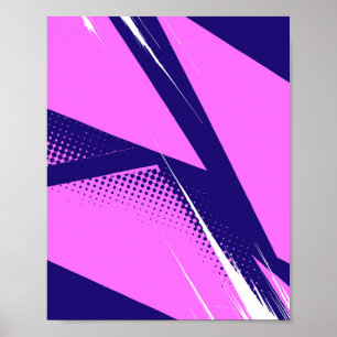 Geometrisk abstrakt med Mörk blått bakgrund Poster