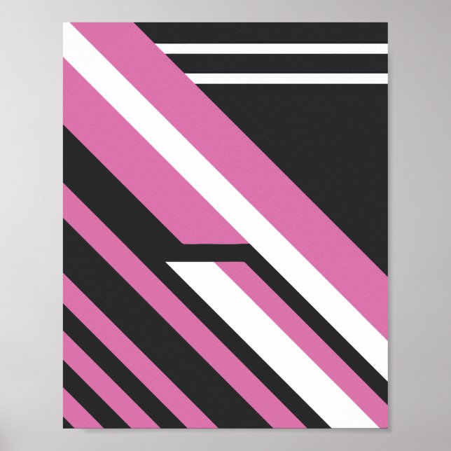 Geometrisk Abstrakt med Rosa och svart Rand Poster (Framsidan)