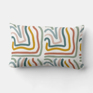 Geometrisk abstrakt med vattenfärg, minimal modern lumbarkudde