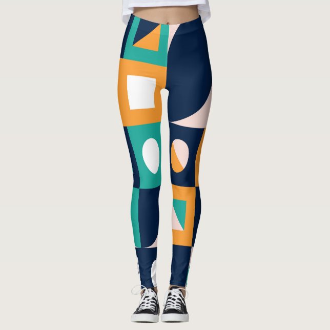 Geometrisk abstrakt mönster: färgstark, modern des leggings (Framsida)