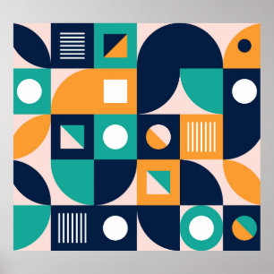 Geometrisk abstrakt mönster: färgstark, modern des poster