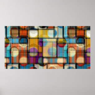 Geometrisk abstrakt mönster i lågpolpixelkonst poster