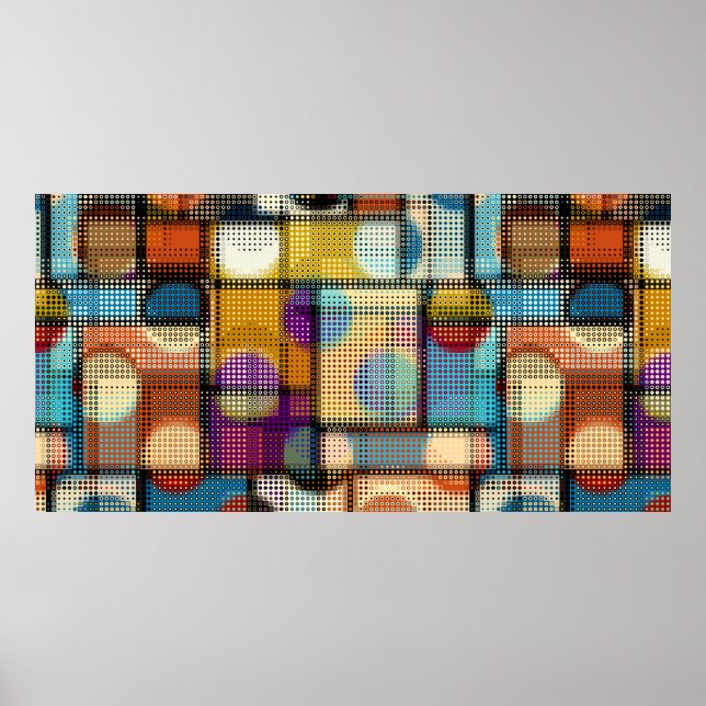 Geometrisk abstrakt mönster i lågpolpixelkonst poster (Framsidan)