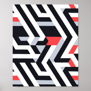 Geometrisk Abstrakt Mönster med feta kontraster Poster