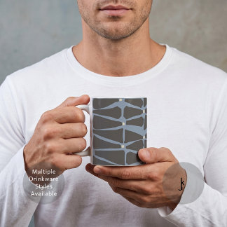 Geometrisk Abstrakt Neutral Monokrom Beige Blå Kaffemugg