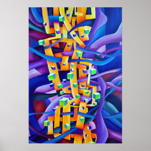 Geometrisk Abstrakt - Regnbågsvibes sammansättning Poster