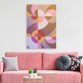 Geometrisk abstrakt retro cirklar Färgrik mönster Canvastryck
